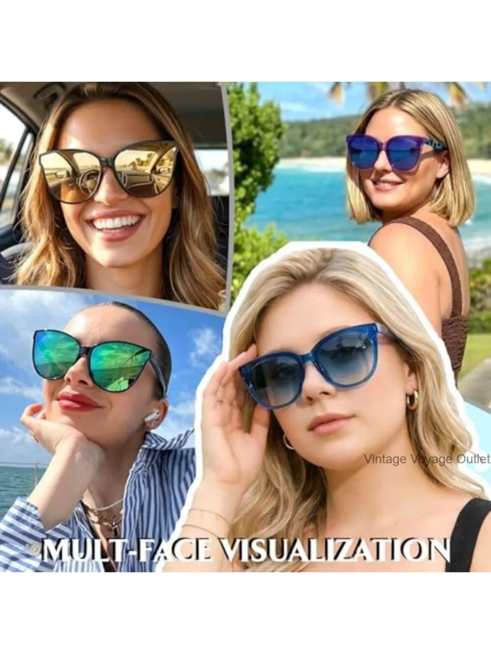 Polarized Cat Eye Sunglasses Women UV400 Oversized Retro Driving